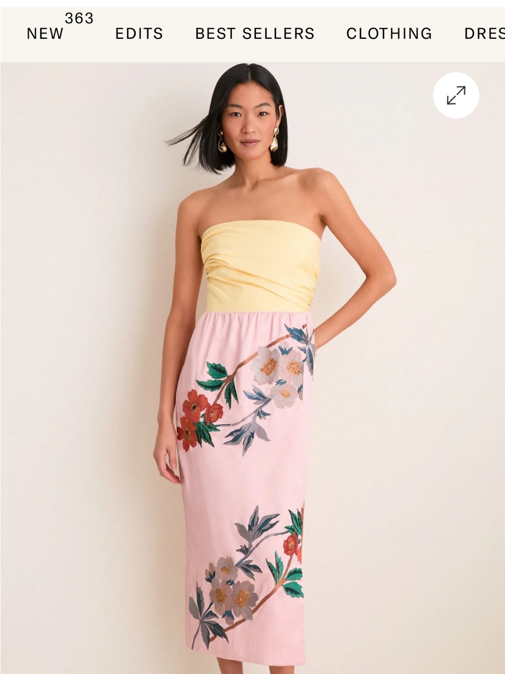 Powder Pink Embroidered Satin Strapless Sonia Dress 2 NWT